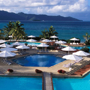 View of pools and surrounding decks at One&Only Hayman Island resort